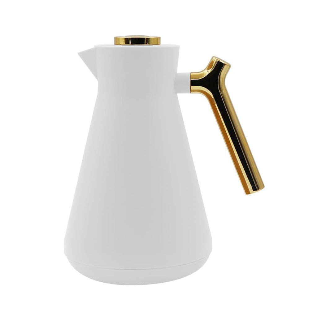 The Sleek Vacuum Flask, 1L,  White & Gold