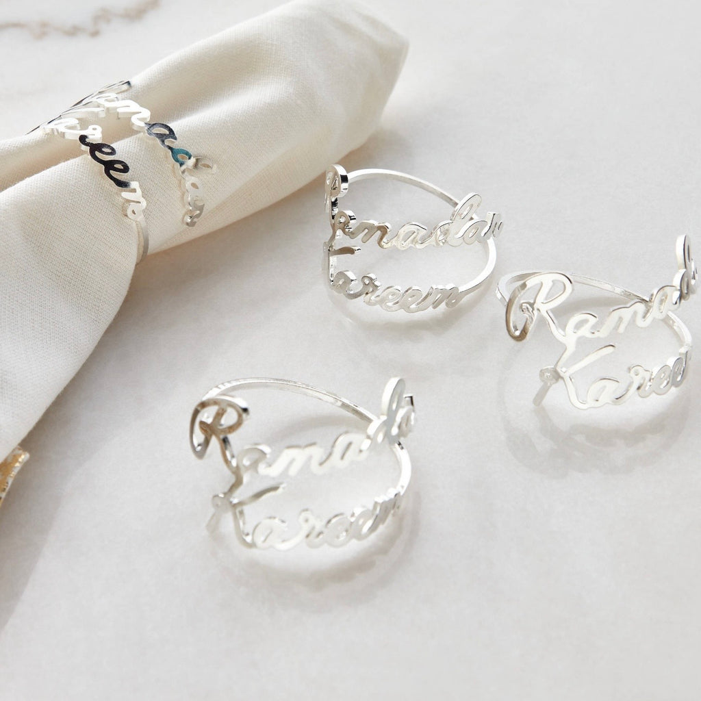 The Ramadan Kareem Silver Napkin Rings Set of 4