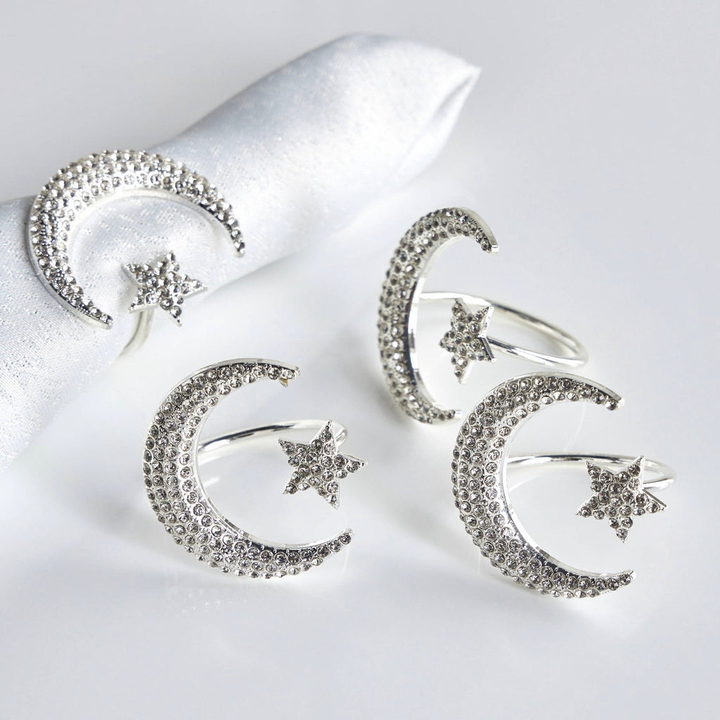 The Moon & Star Silver Napkin Rings Set of 4