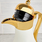 The Blanca Vacuum Arabic Coffee Dallah, 1 L, Stainless and Glass, White & Gold
