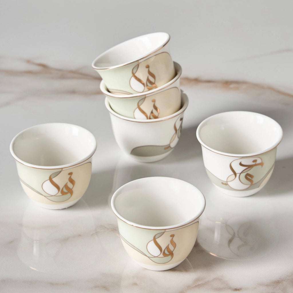 The Noor Porcelain Arabic Coffee Cups set of 6