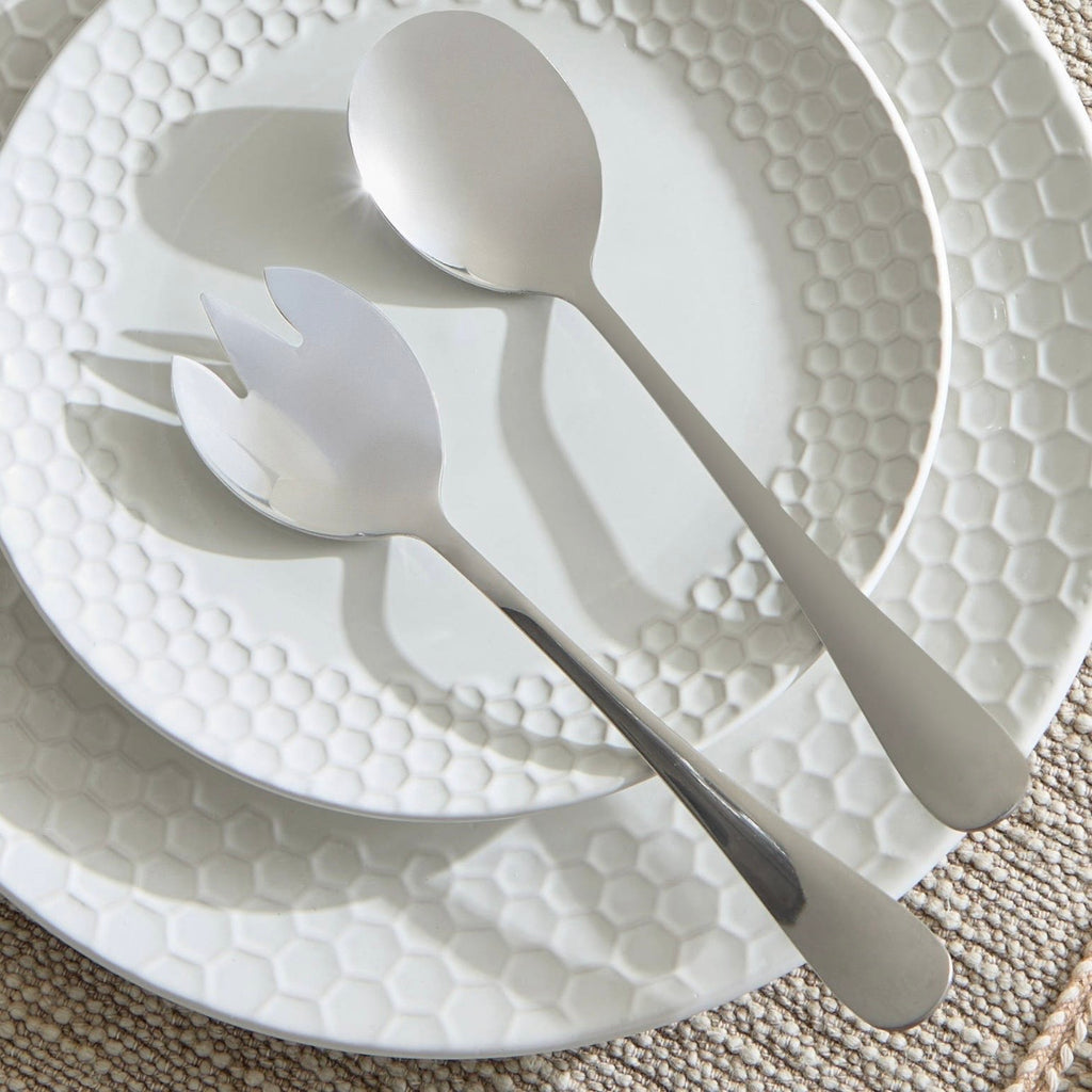 مجموعة تقديم السلطة باللون الفضي اللامع