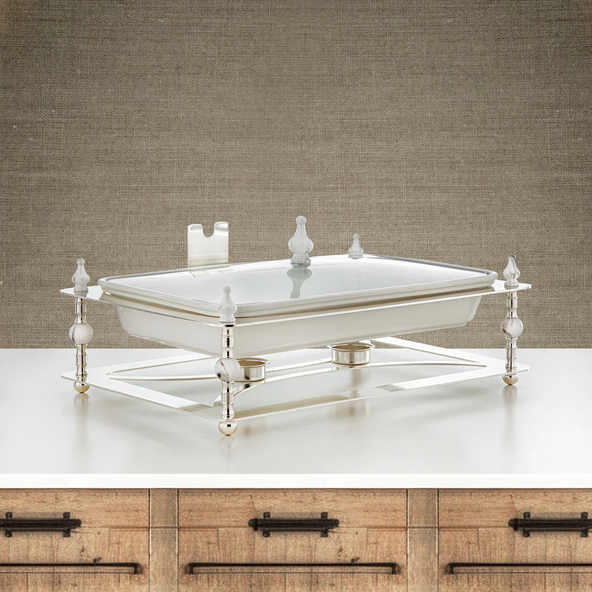 وعاء تدفئة الطعام المستطيل لافيش سعة 3 لتر باللون الفضي