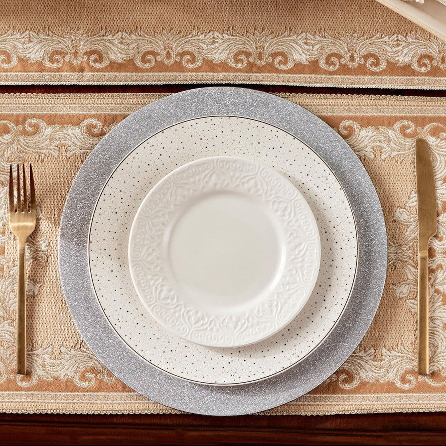 طبق شحن لامع باللون الفضي