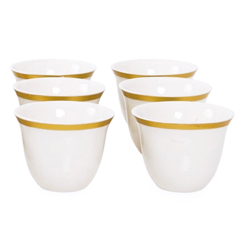 طقم فناجين قهوة عربية من البورسلين الذهبي الخالص، مكون من 6 قطع