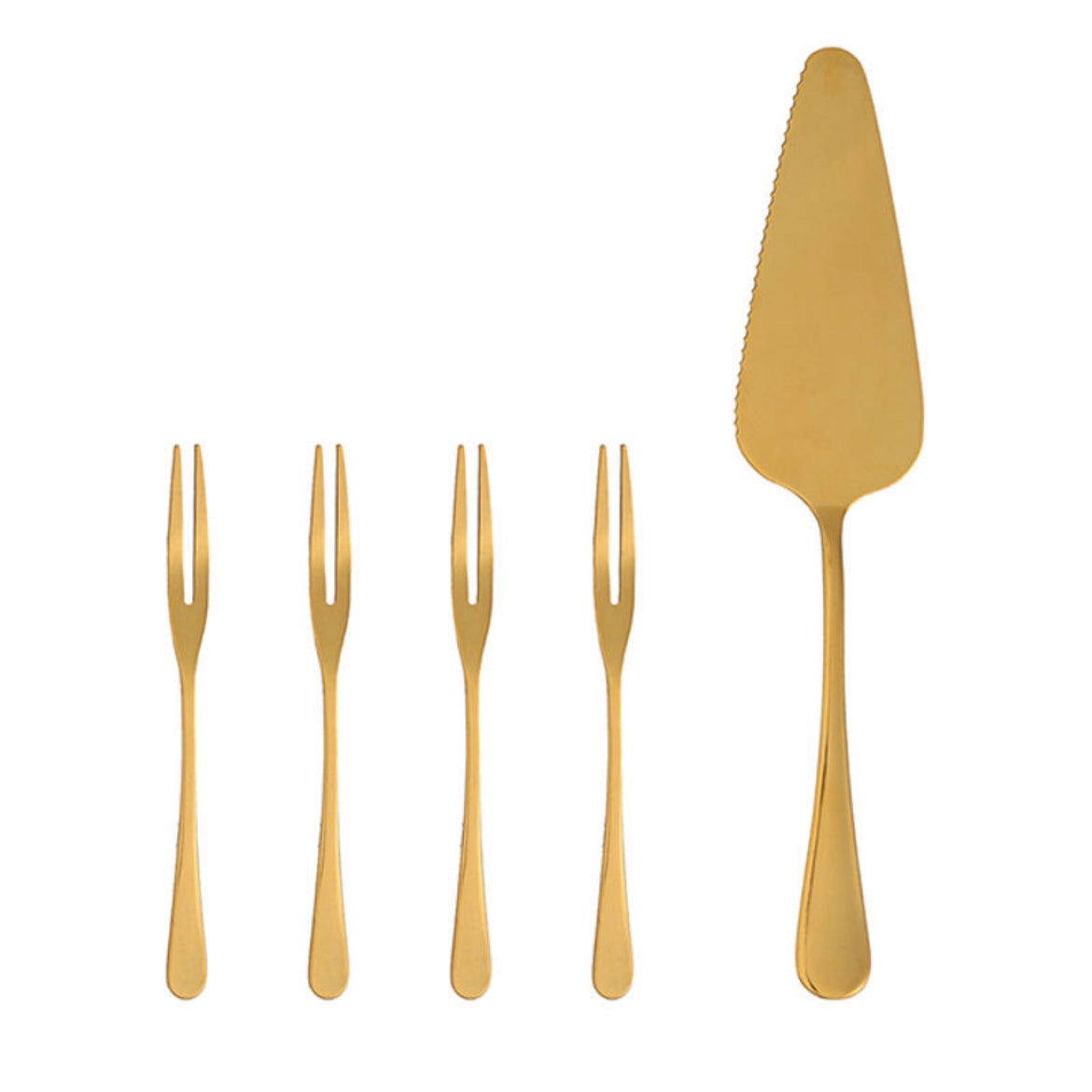 مجموعة تقديم الكيك باللون الذهبي