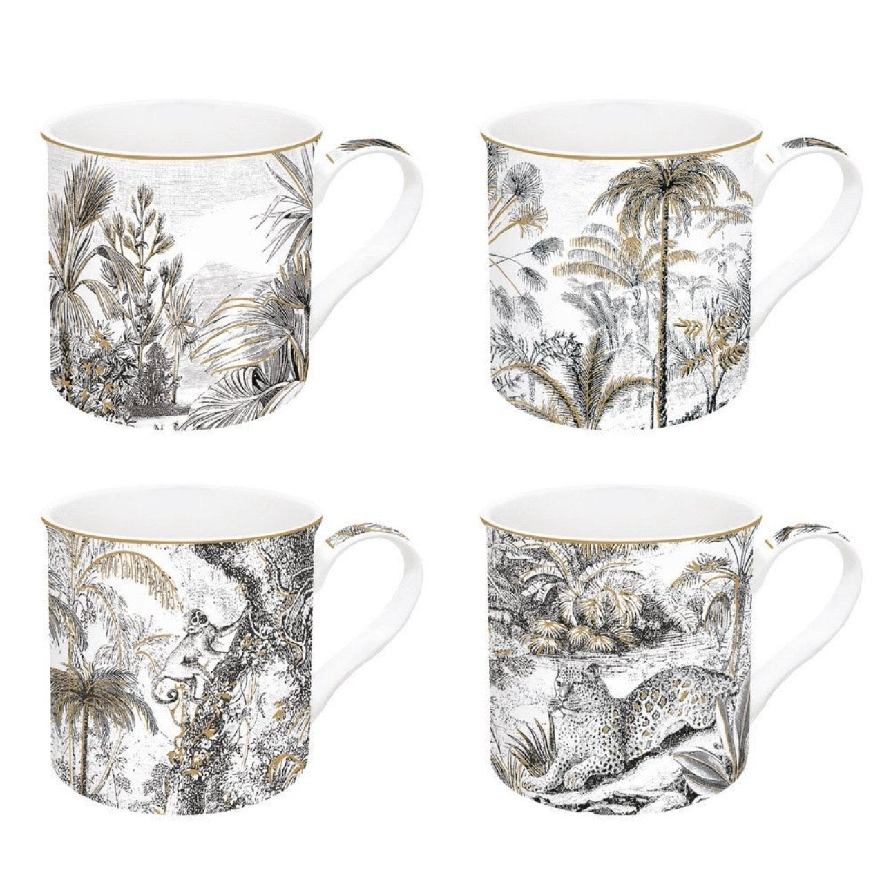 مجموعة أكواب بورسلين الغابة من 4 قطع