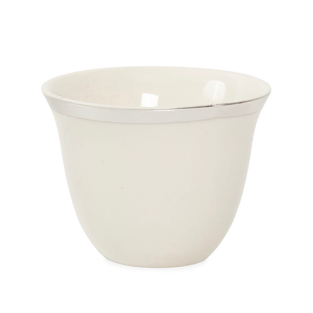 طقم فناجين قهوة عربية من البورسلين الفضي الخالص، مكون من 6 قطع