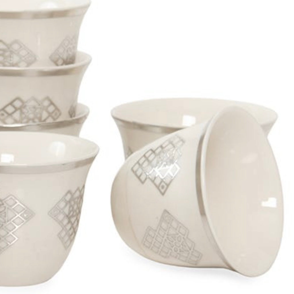 طقم فناجين قهوة عربية من البورسلين الجيو، 6 قطع