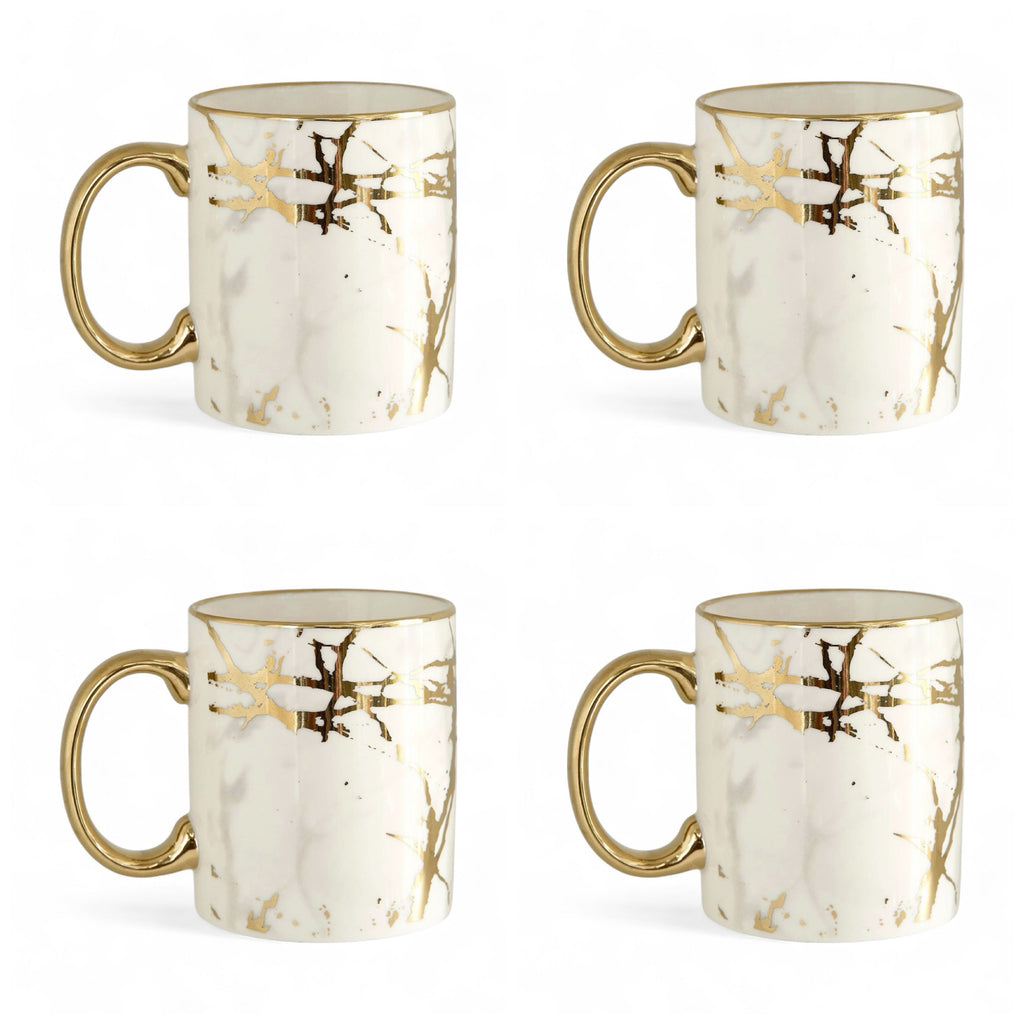 The Gold Marble Porcelain Mugs Set of 4