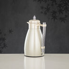 The Pearla Vacuum Arabic Coffee Dallah & Tea Flask Set, 1 L, Stainless and Glass, Ivory & Silver