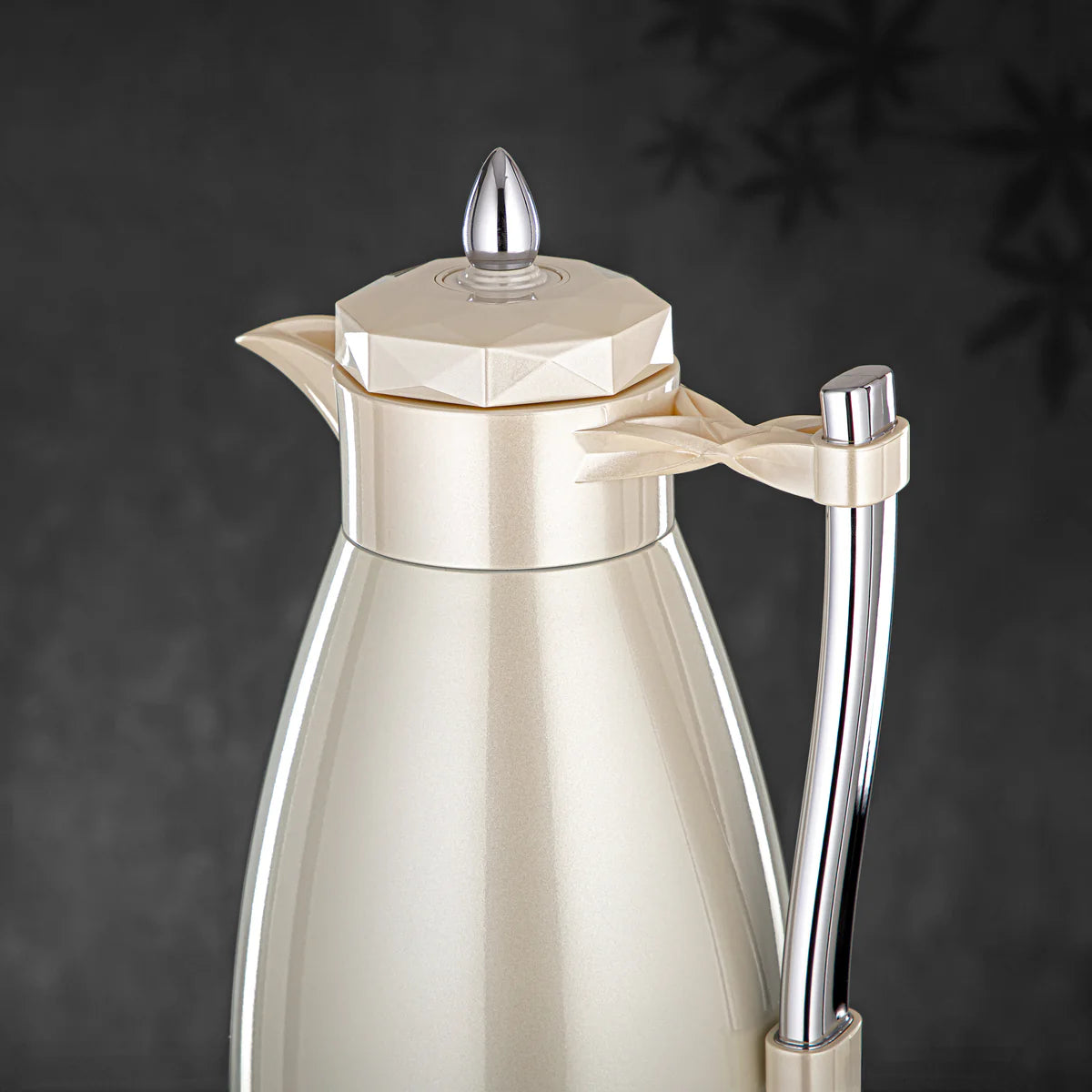 The Pearla Vacuum Arabic Coffee Dallah & Tea Flask Set, 1 L, Stainless and Glass, Ivory & Silver
