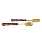 طقم تقديم السلطة الخشبي المصنوع من الذهب