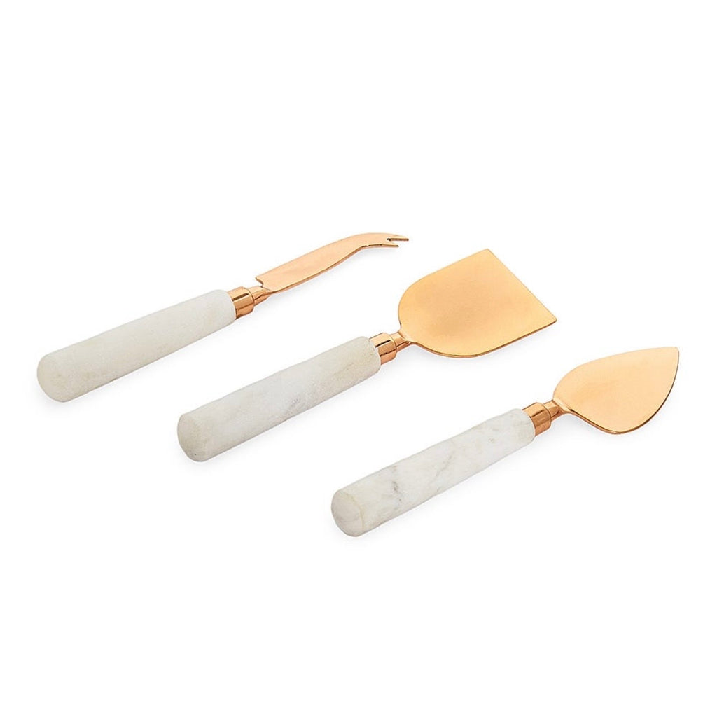مجموعة سكاكين الجبن باللون العاجي والذهب الوردي