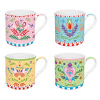The Boho Porcelain Mugs Set of 4