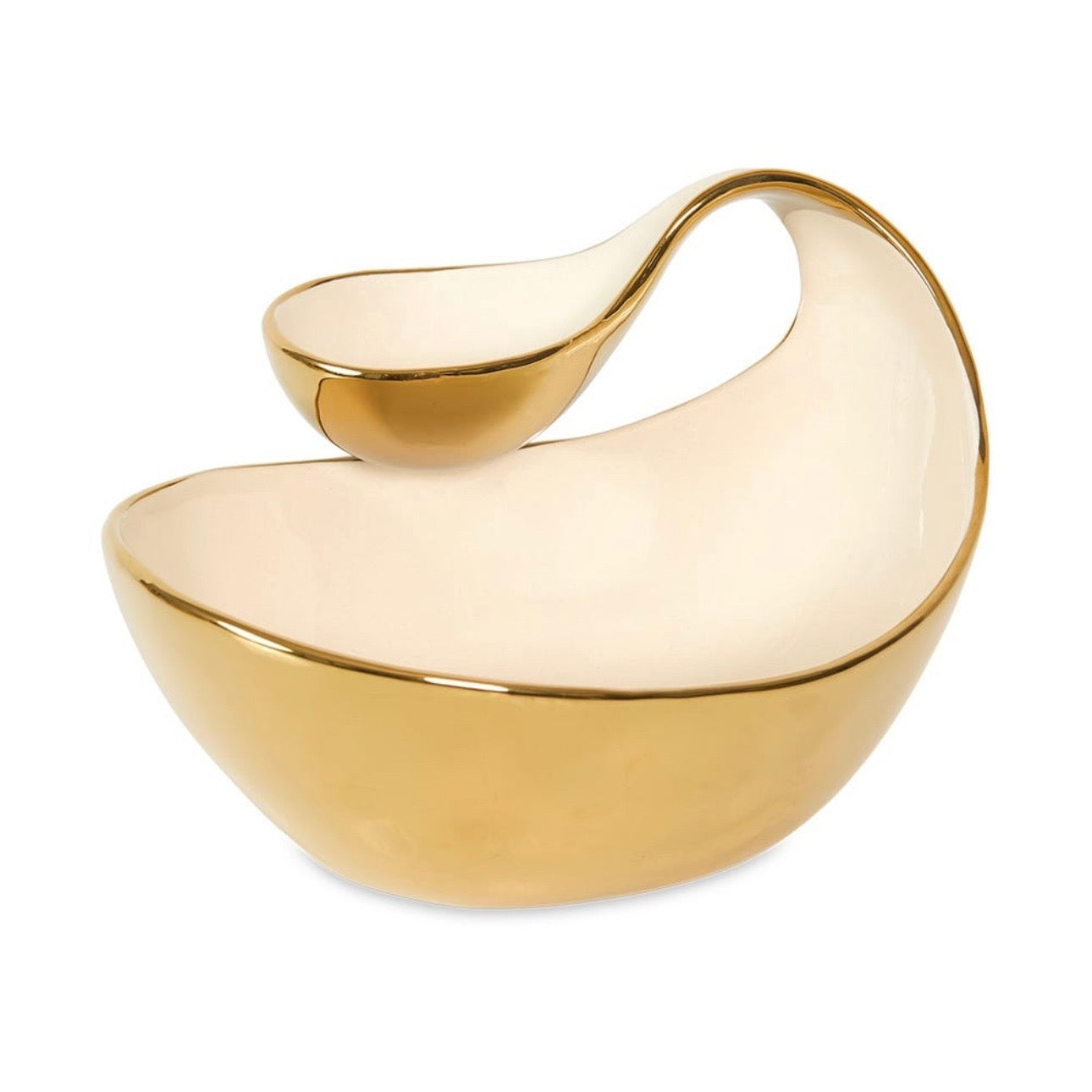 وعاء التقديم المتدفق باللون الذهبي 26 سم