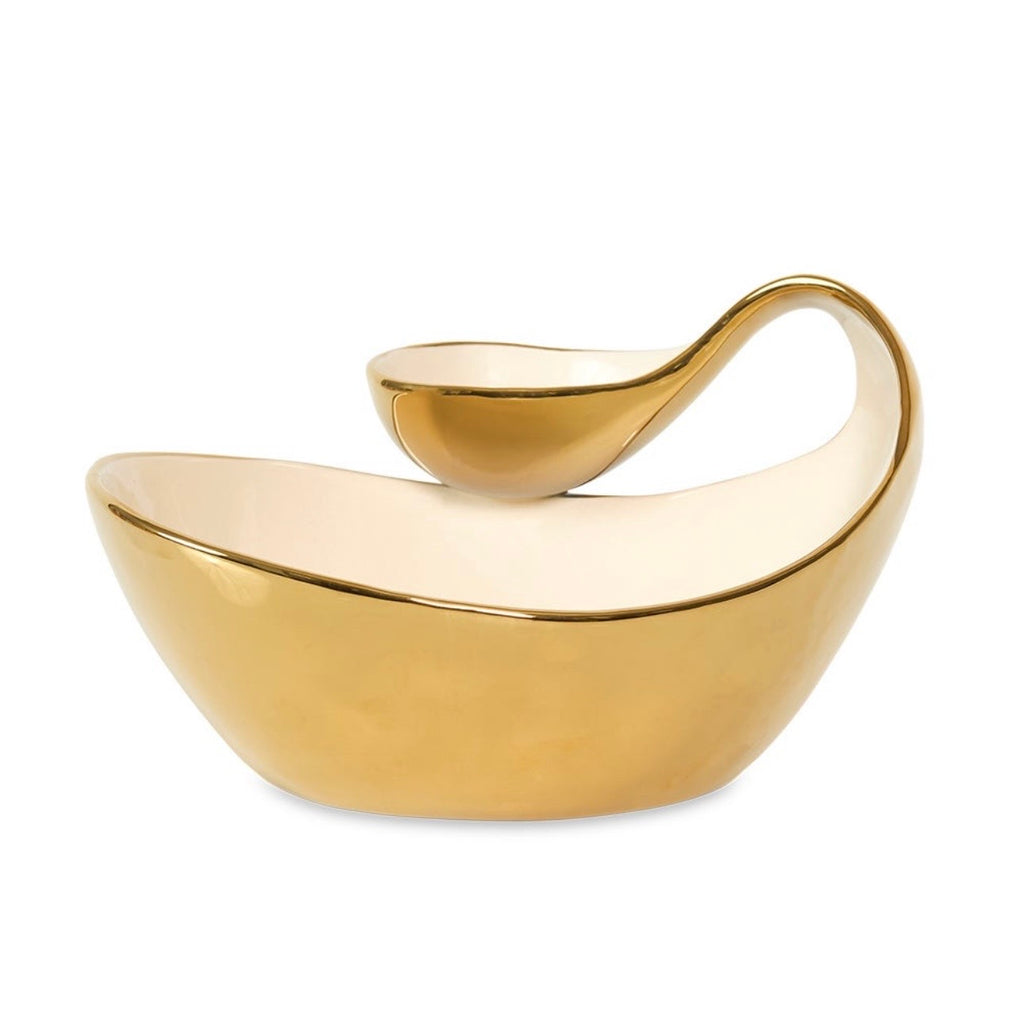 وعاء التقديم المتدفق باللون الذهبي 26 سم
