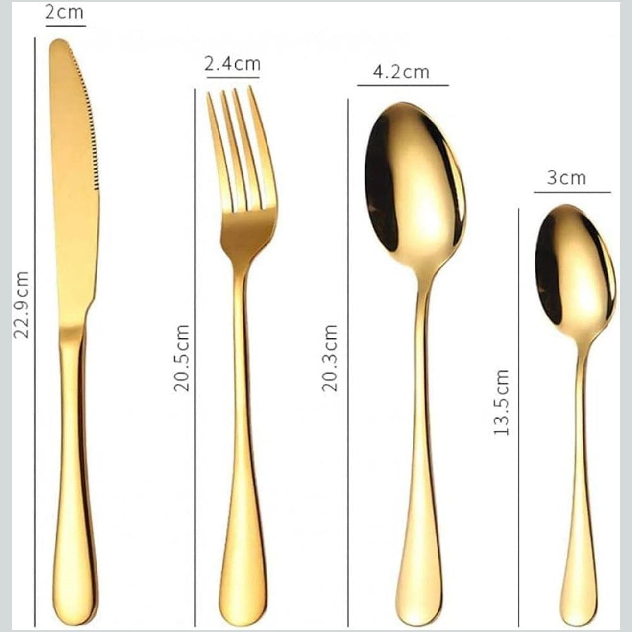 مجموعة أدوات المائدة المنحنية المكونة من 24 قطعة باللون الذهبي