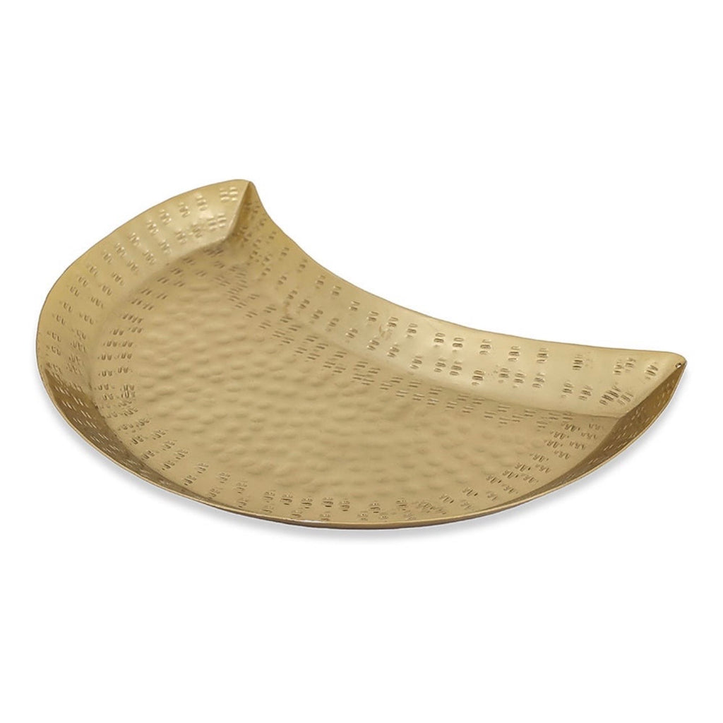 The Hammered Helal Tray in Gold 14x19 cm