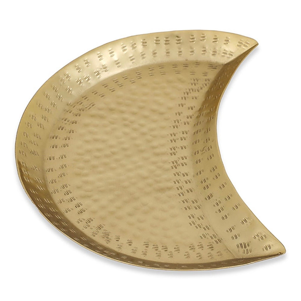 The Hammered Helal Tray in Gold 14x19 cm
