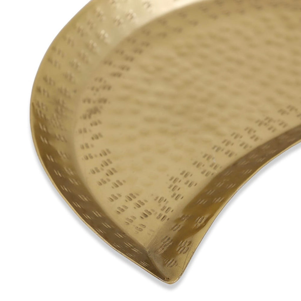 The Hammered Helal Tray in Gold 14x19 cm