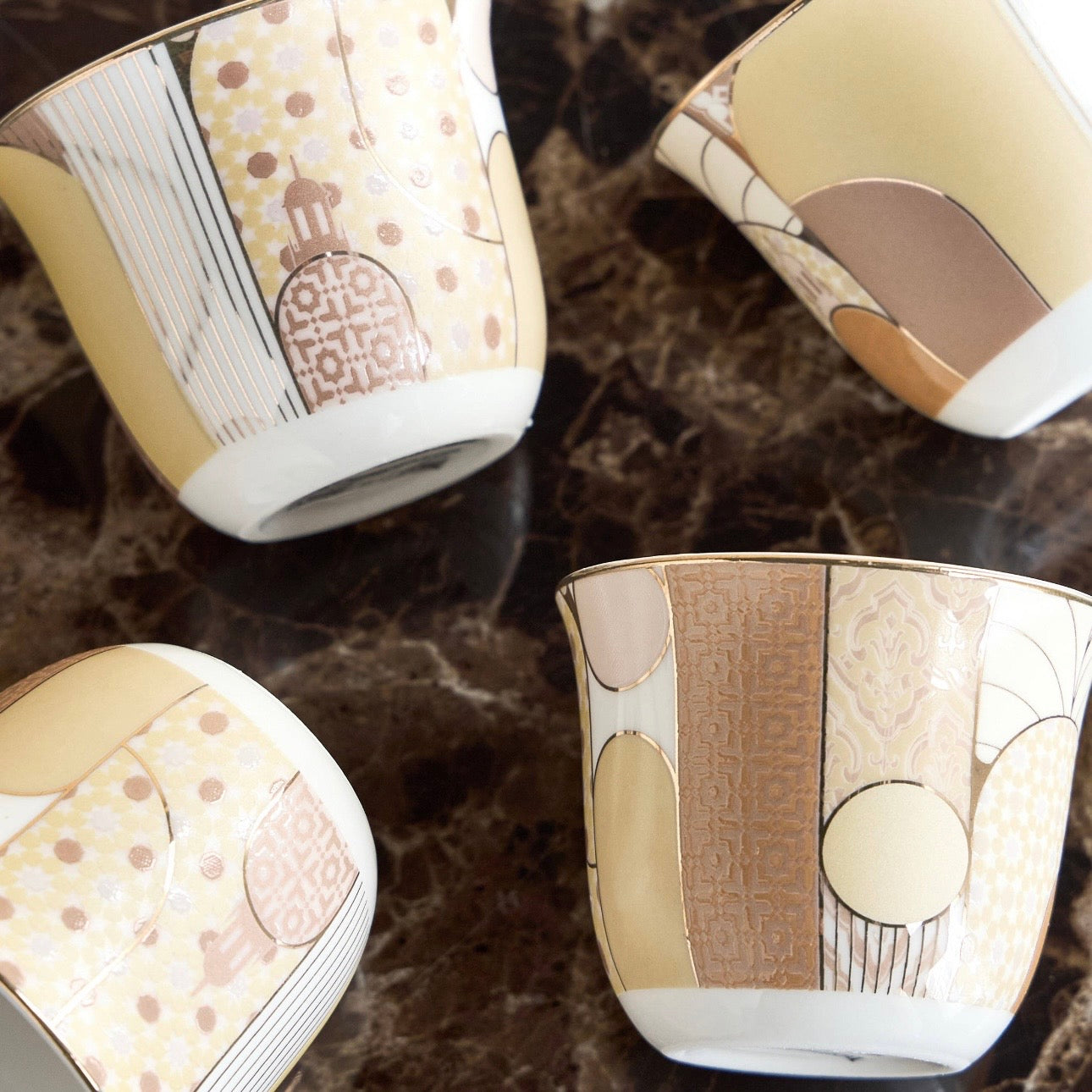 طقم فناجين قهوة عربية بورسلين من ذا مينارتس، 6 قطع