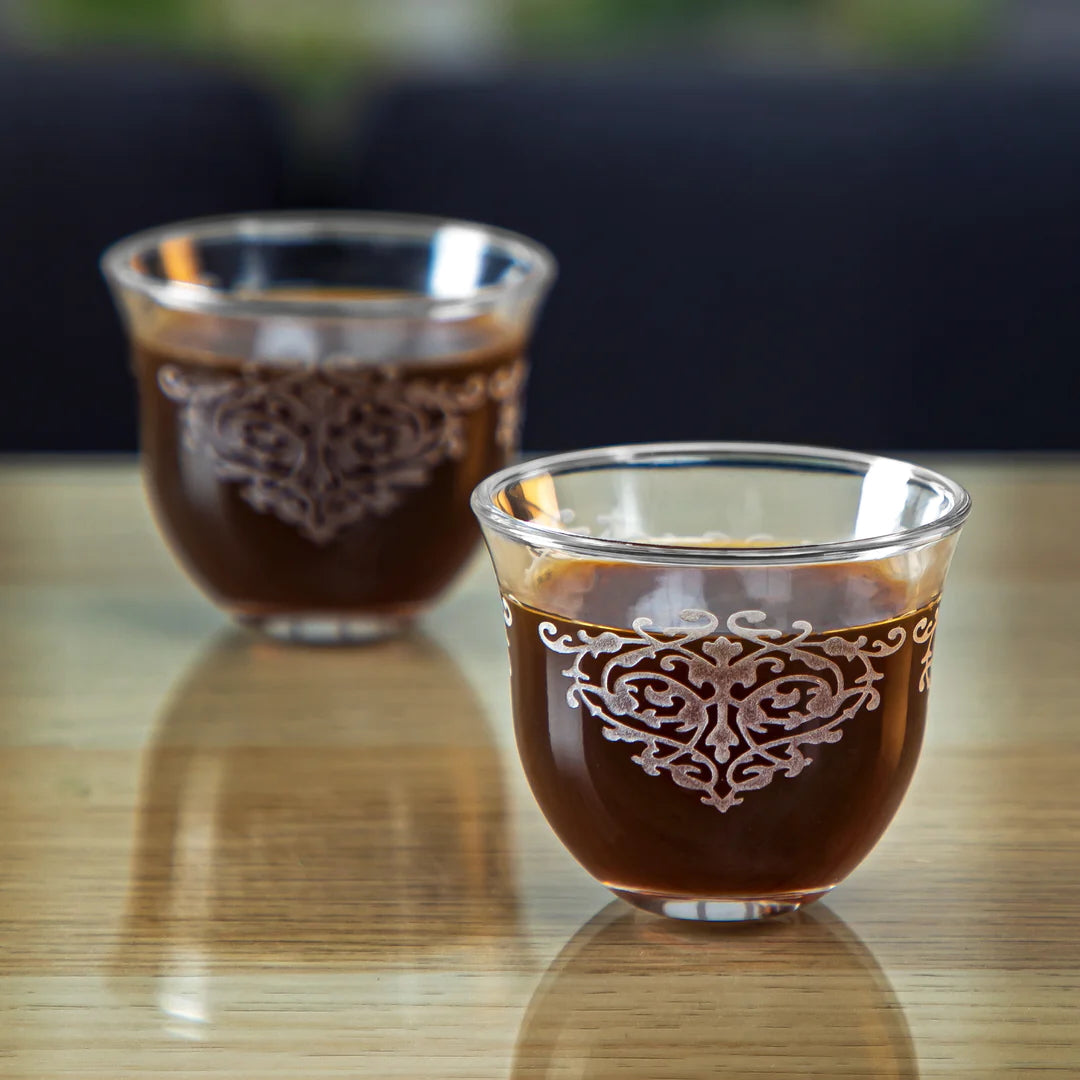 The Baroque Glass Arabic Coffee Cups Set of 6