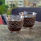 طقم فناجين قهوة عربية زجاجية من أرابيسك، 6 قطع