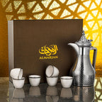 طقم دلة قهوة عربية هامرِد فاكيوم مع 6 أكواب، فضي