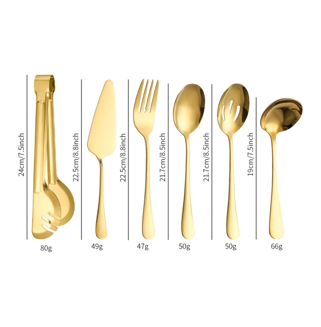 مجموعة أدوات المائدة للتقديم من 10 قطع باللون الذهبي