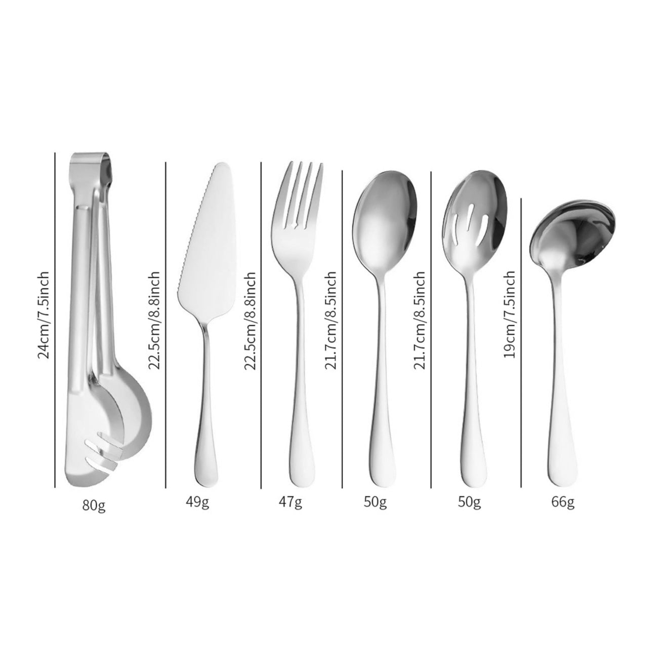 مجموعة أدوات المائدة للتقديم من 10 قطع باللون الفضي