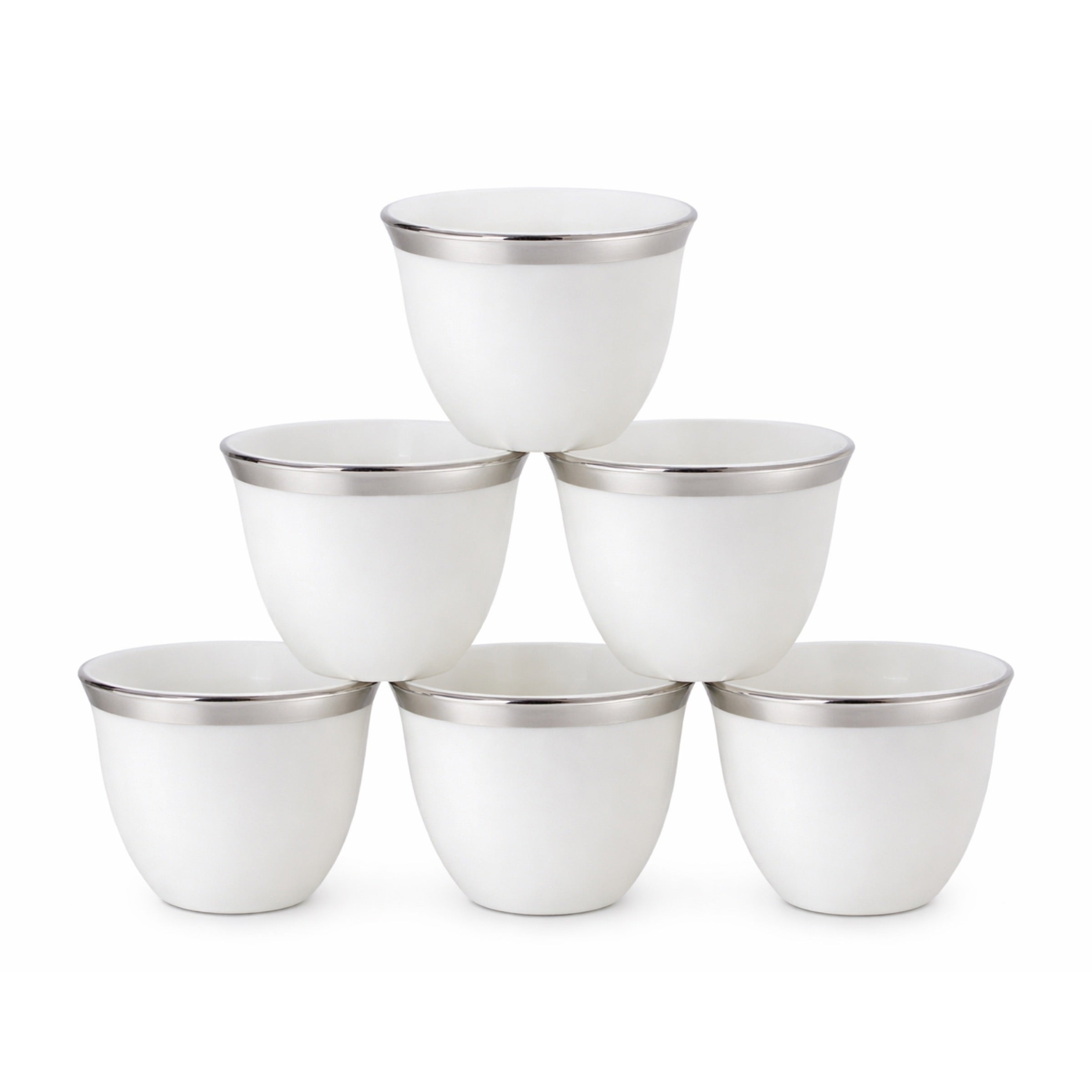 The Pure Silver Porcelain Arabic Coffee Cups Set of 6
