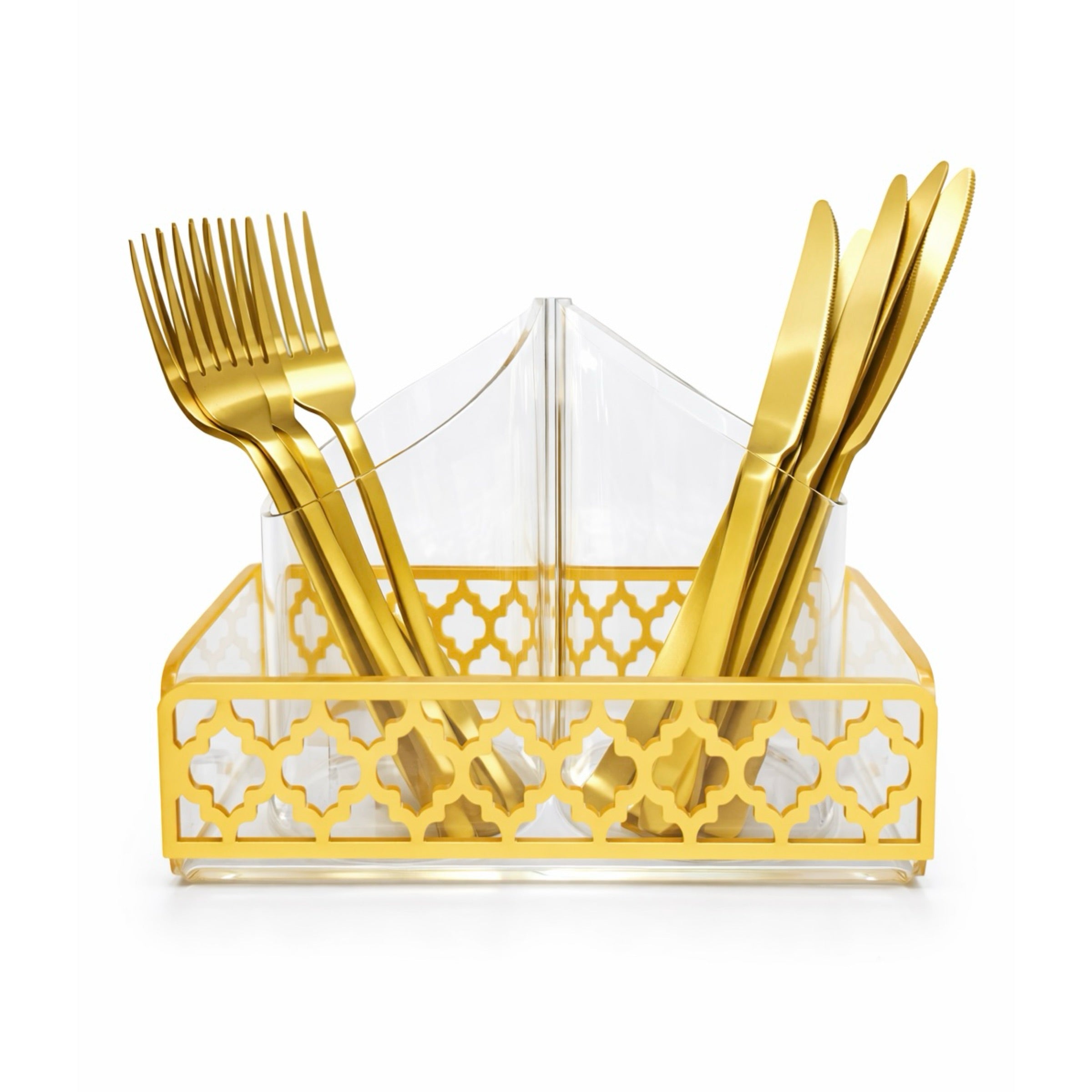 The Acrylic Cutlery Holder in Gold