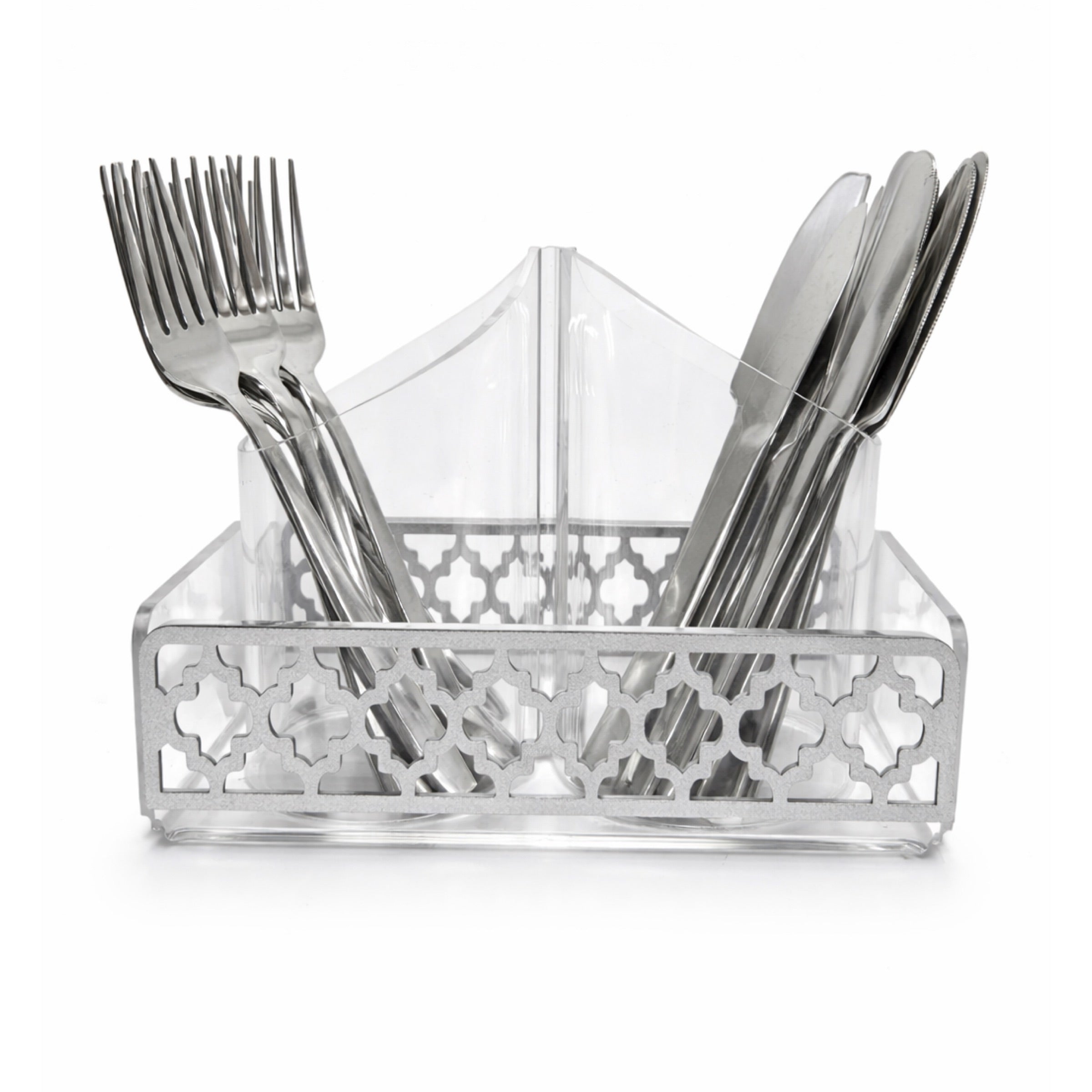 The Acrylic Cutlery Holder in Silver