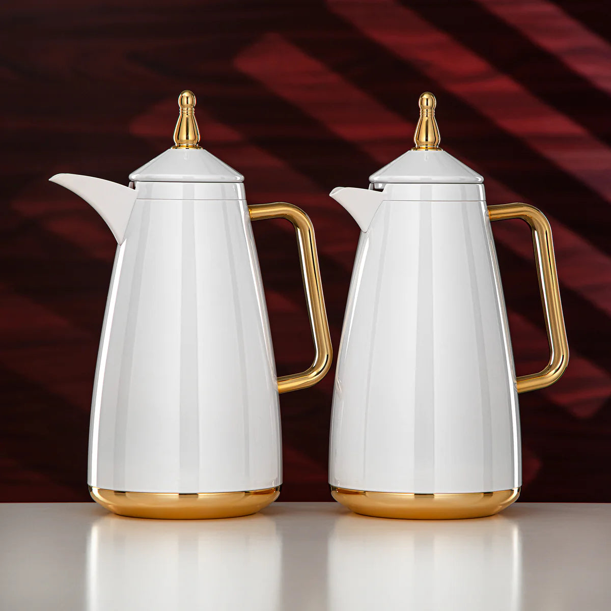 The Modern Vacuum Arabic Coffee Dallah & Tea Flask Set, 1 L, White & Gold