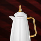 The Modern Vacuum Arabic Coffee Dallah & Tea Flask Set, 1 L, White & Gold