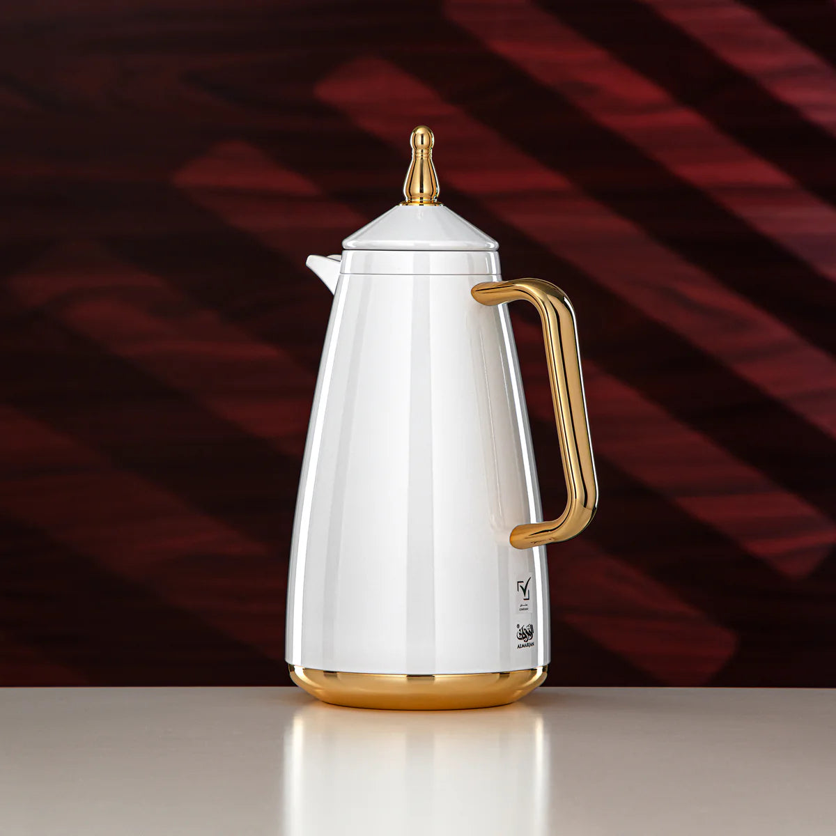 The Modern Vacuum Arabic Coffee Dallah & Tea Flask Set, 1 L, White & Gold