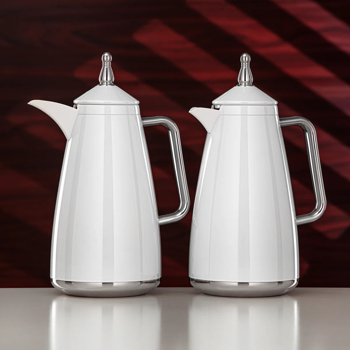 The Modern Vacuum Arabic Coffee Dallah & Tea Flask Set, 1 L, White & Silver