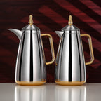 طقم دلة قهوة عربية ودلة شاي من ذا ريجال فاكيوم، 1 لتر، ستانلس ستيل، فضي وذهبي
