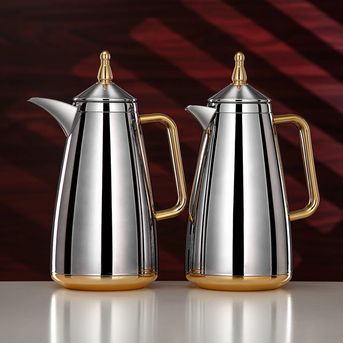 The Modern Vacuum Arabic Coffee Dallah & Tea Flask Set, 1 L, Silver & Gold