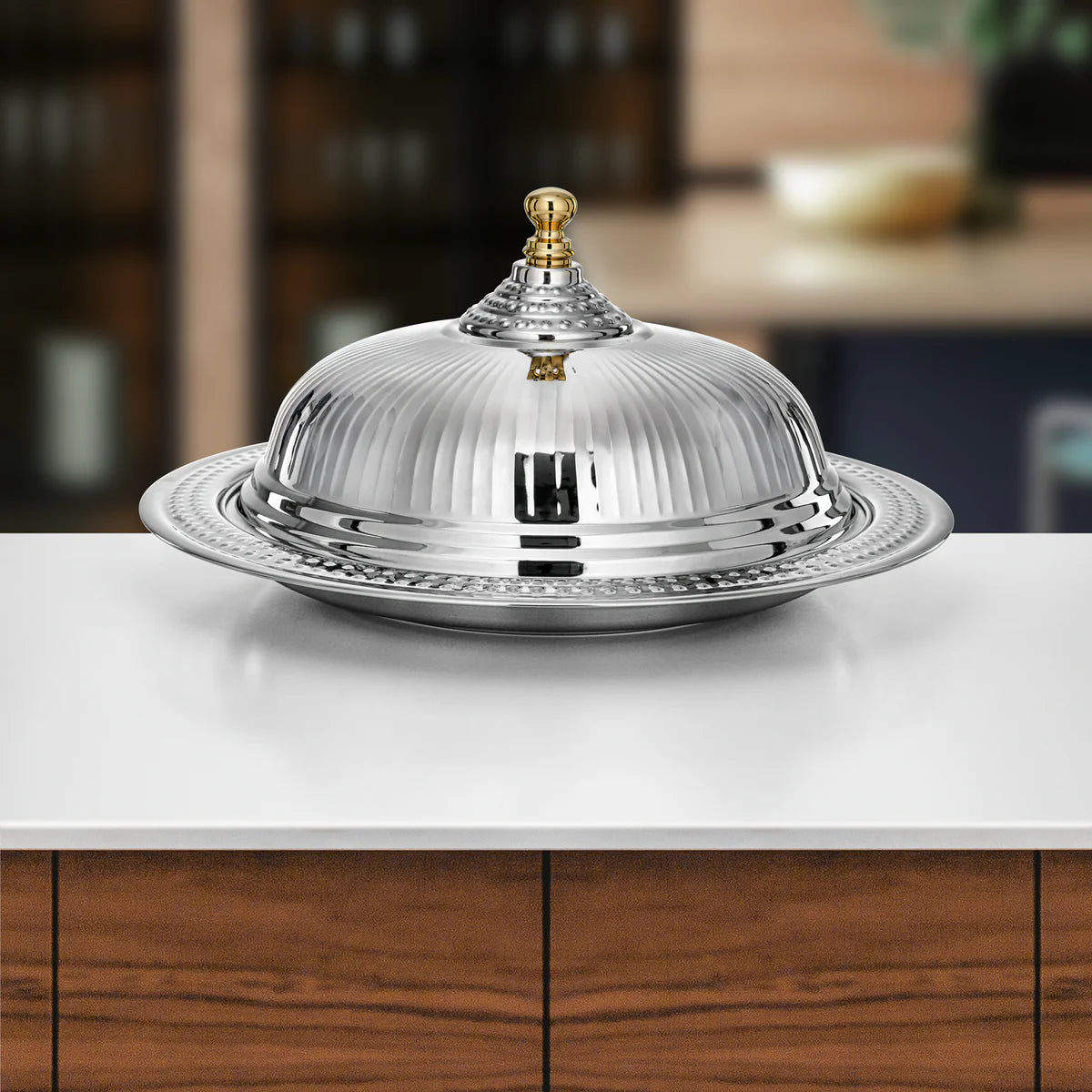 The Diwani Stainless Covered Serving Platter