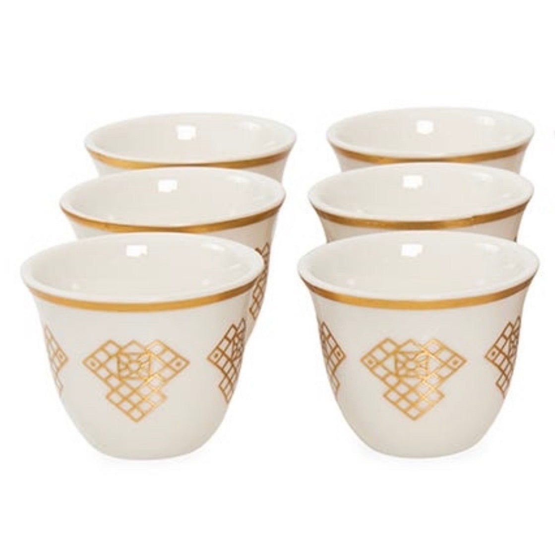 The Geo Gold Porcelain Arabic Coffee Cups set of 6