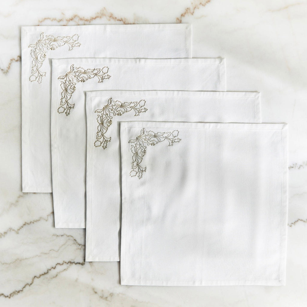 The Baroque Embroidered Cloth Napkins / Placemats Set of 4