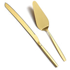 The Sleek Cake Server and Knife Set in Gold