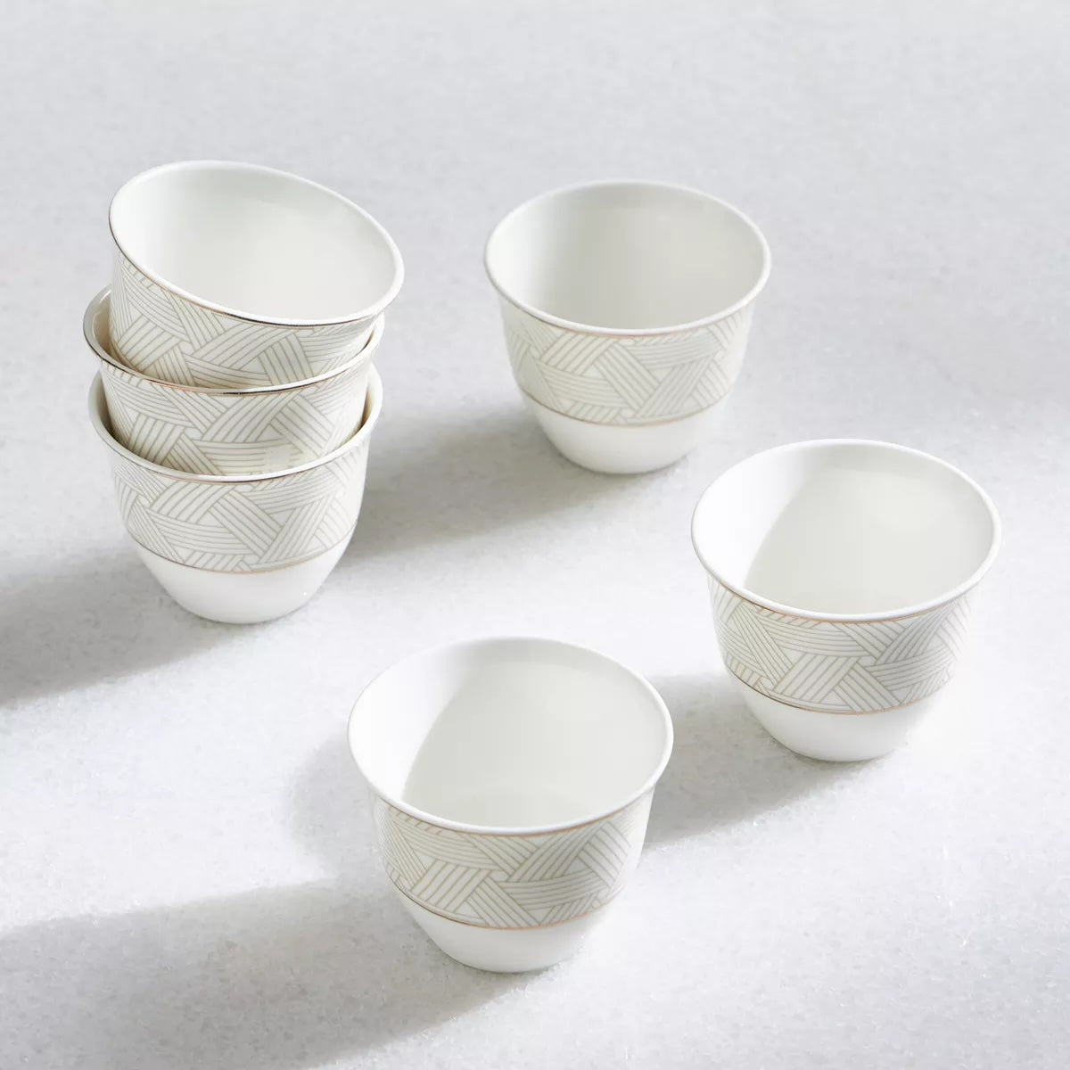 طقم فناجين قهوة عربية من البورسلين من أرابيسك، 6 قطع