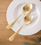 طقم تقديم السلطة باللون الذهبي غير اللامع