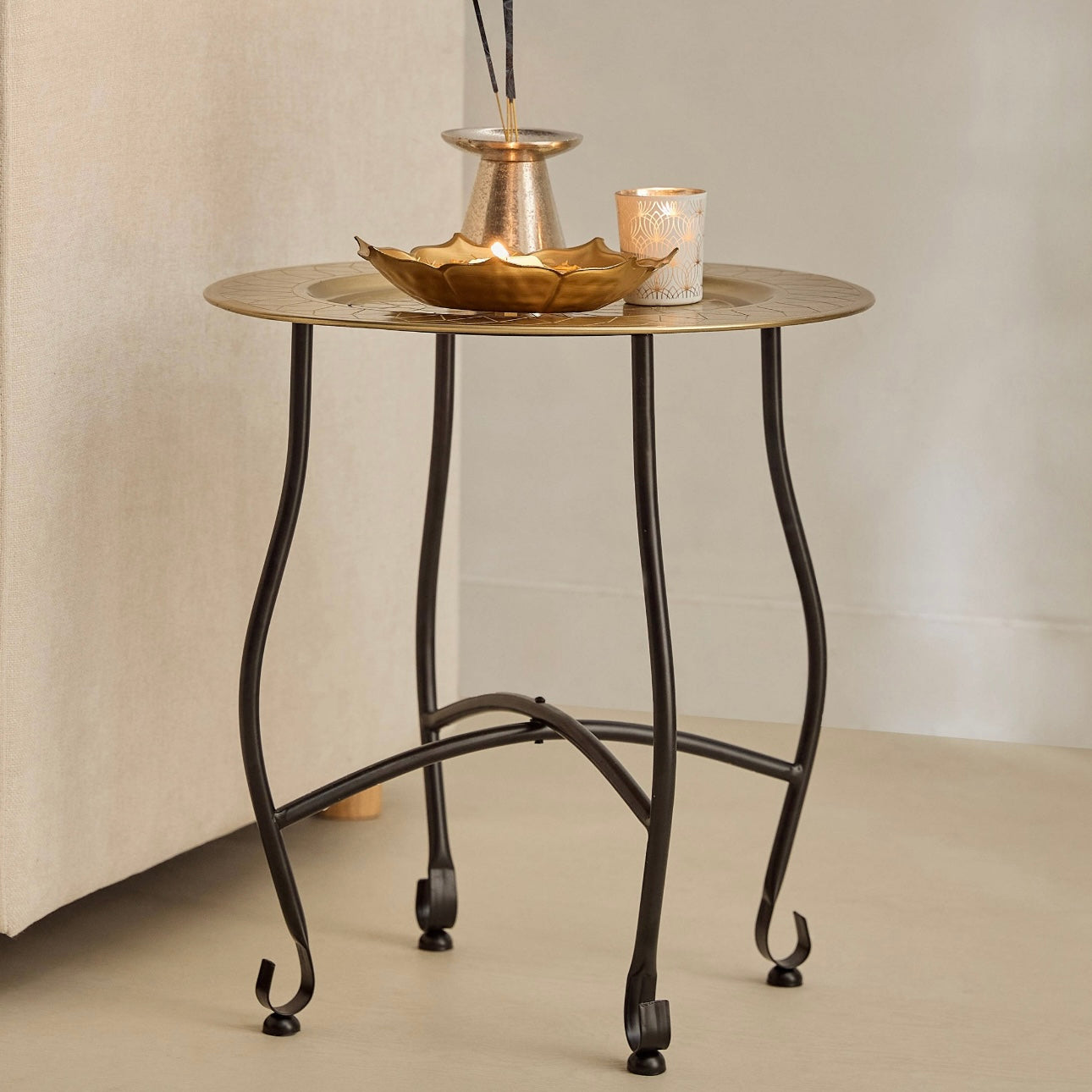 The Mandala Table Tray in Gold & Black