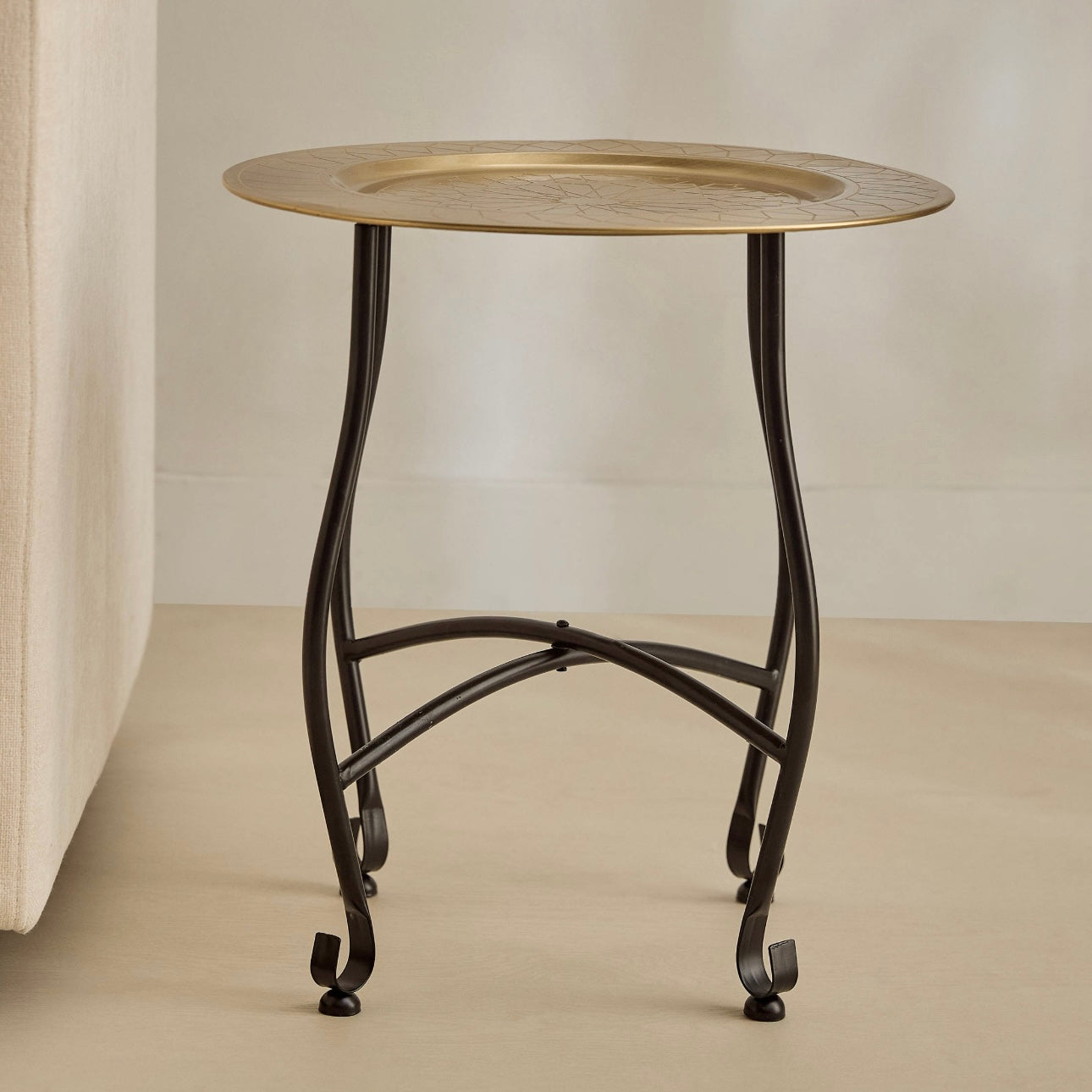 The Mandala Table Tray in Gold & Black