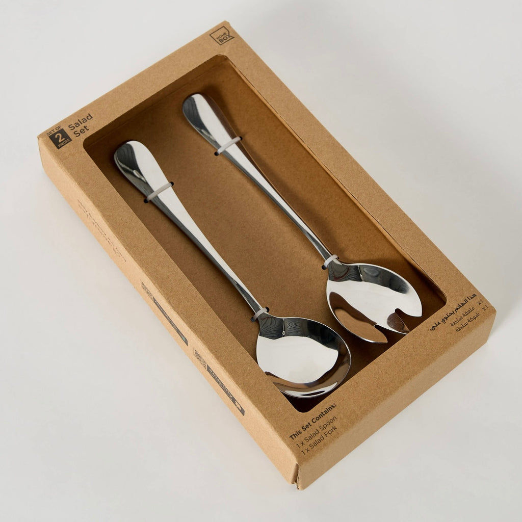 مجموعة تقديم السلطة باللون الفضي اللامع