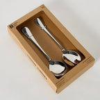 مجموعة تقديم السلطة باللون الفضي اللامع